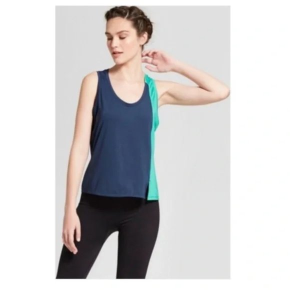 Target Tops - JoyLab Casual‎ Fall Asymmetrical Color Block Work Out Athletic Tank Top Blue